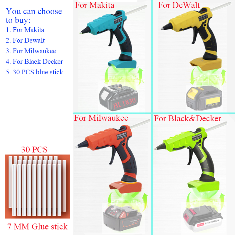 Hot Melt Glue Gun Cordless - 50W Akku-Heißklebepistole für Makita für DeWalt